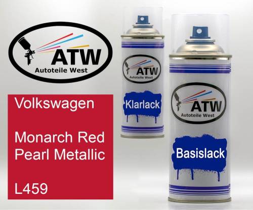 Volkswagen, Monarch Red Pearl Metallic, L459: 400ml Sprühdose + 400ml Klarlack - Set, von ATW Autoteile West.